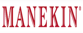 Manekin logo in red text
