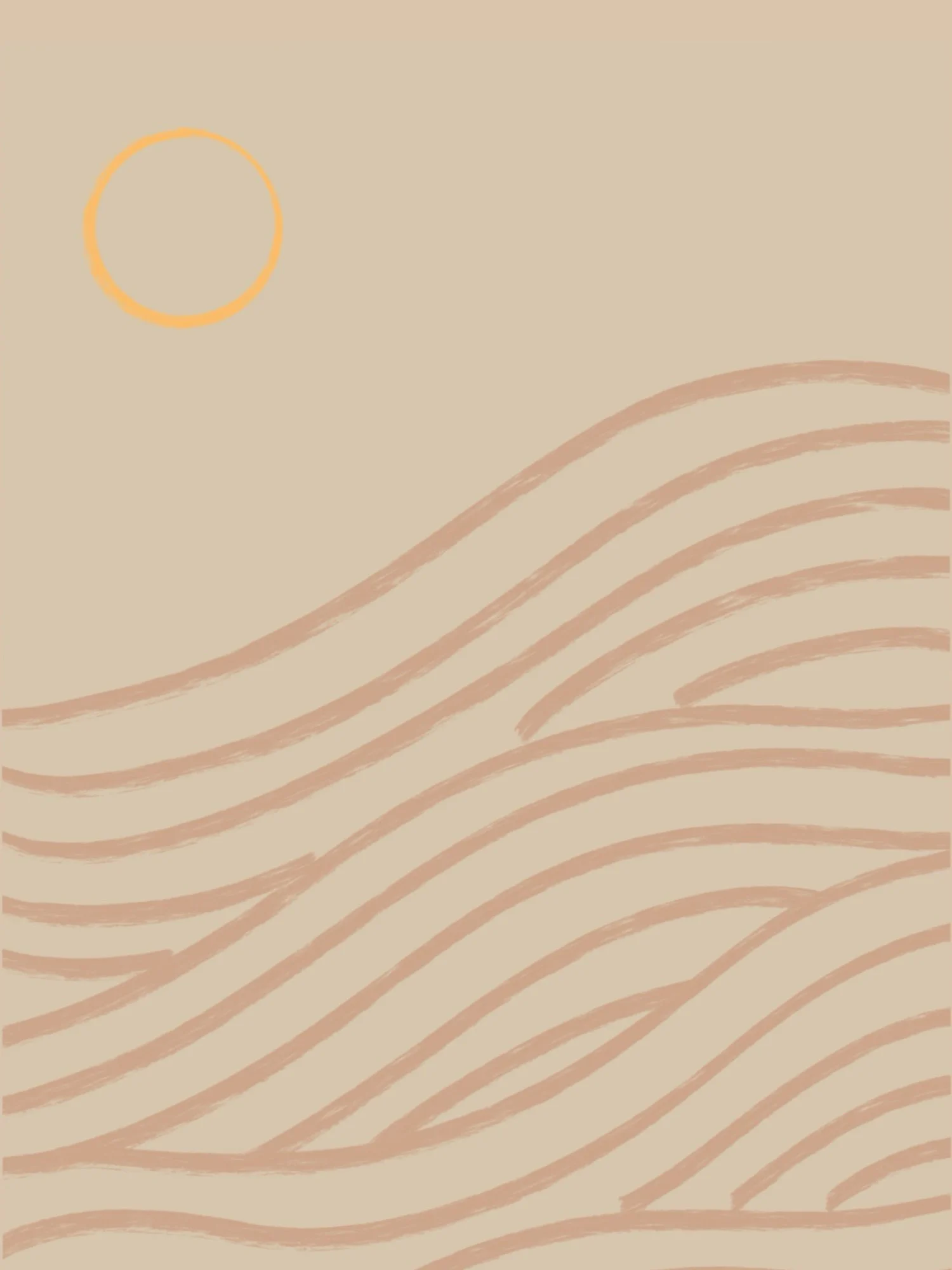 pink waves orange sun