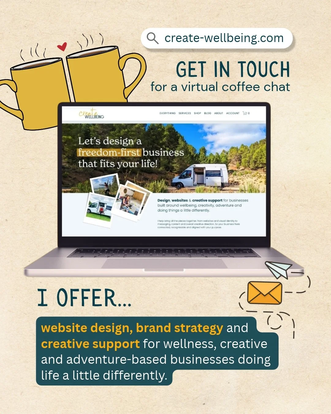 Calling in creative, wellnessy, multi-passionate brands doing things a little differently...

I like to describe my services as helping you bring all the pieces together, from website and visual identity to messaging, content and overall creative dir