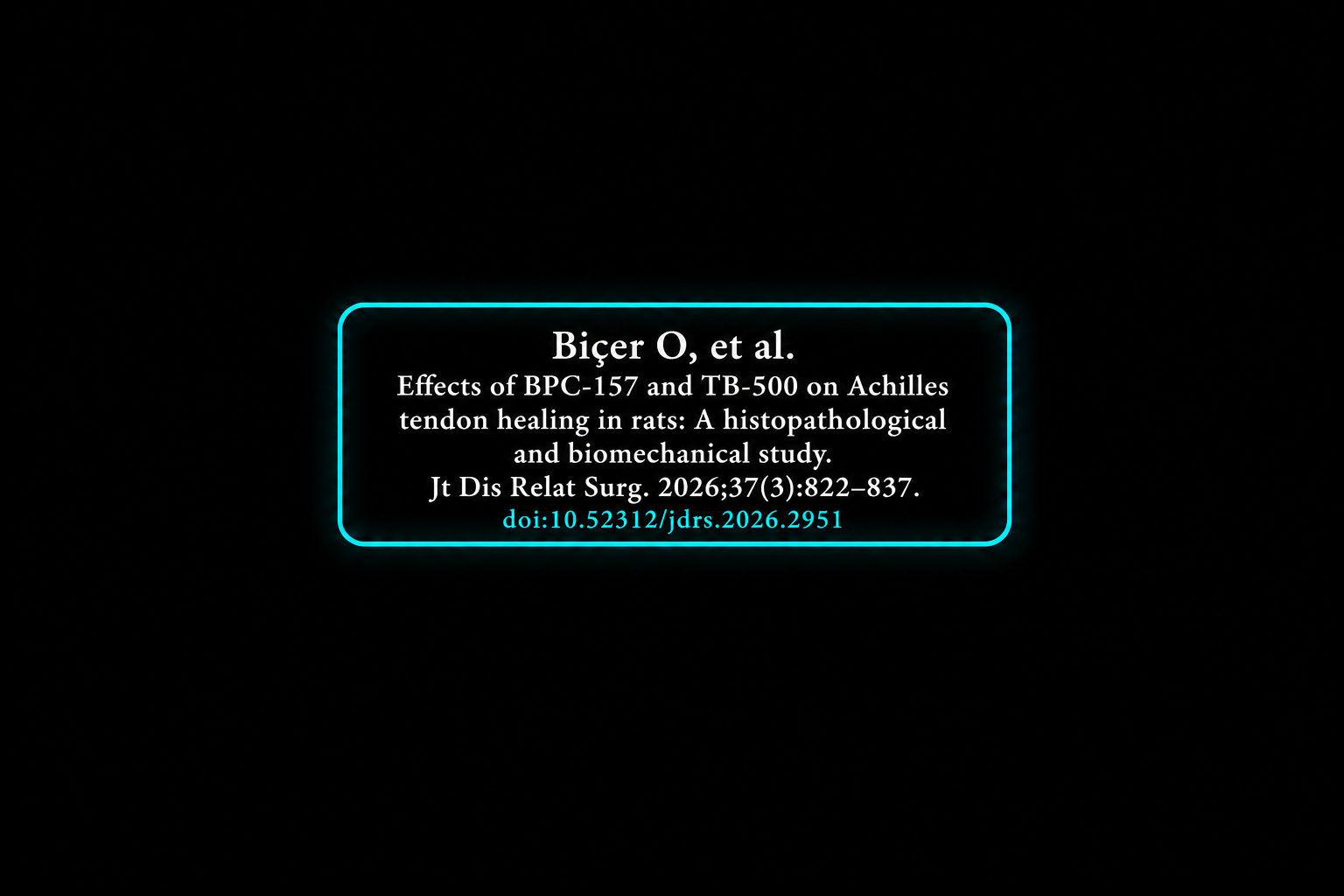 Neon-lit academic journal article title and citation regarding a study on Achilles tendon healing in rats.