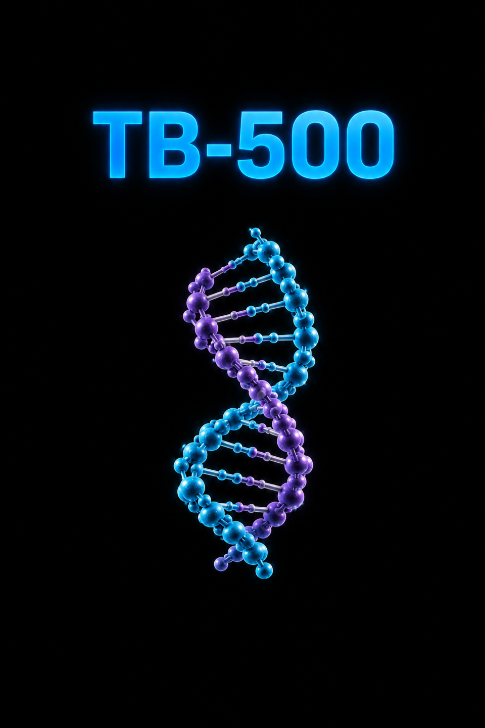 Neon illustration of a DNA double helix with the text 'TB-500' above it.