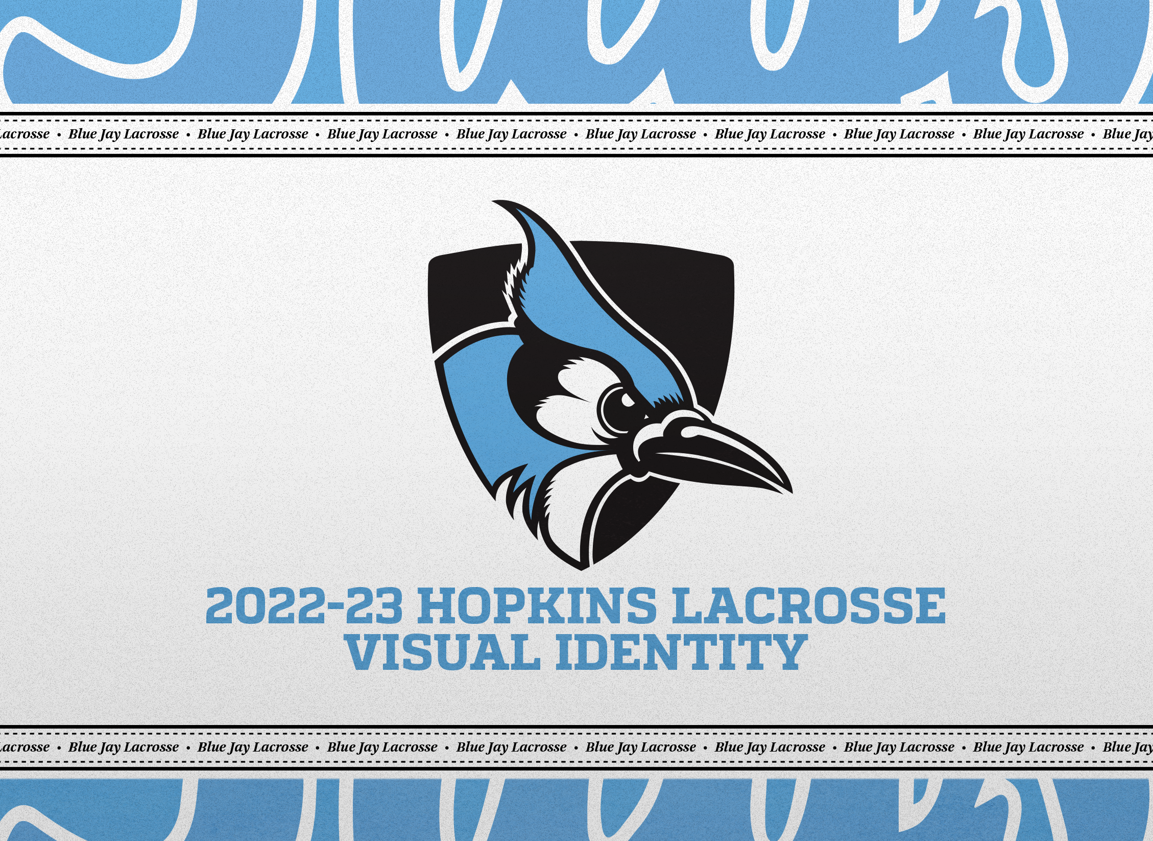 Hopkins Lacrosse 2022-23 visual identity logo featuring a stylized blue jay head in black and blue with white accents.