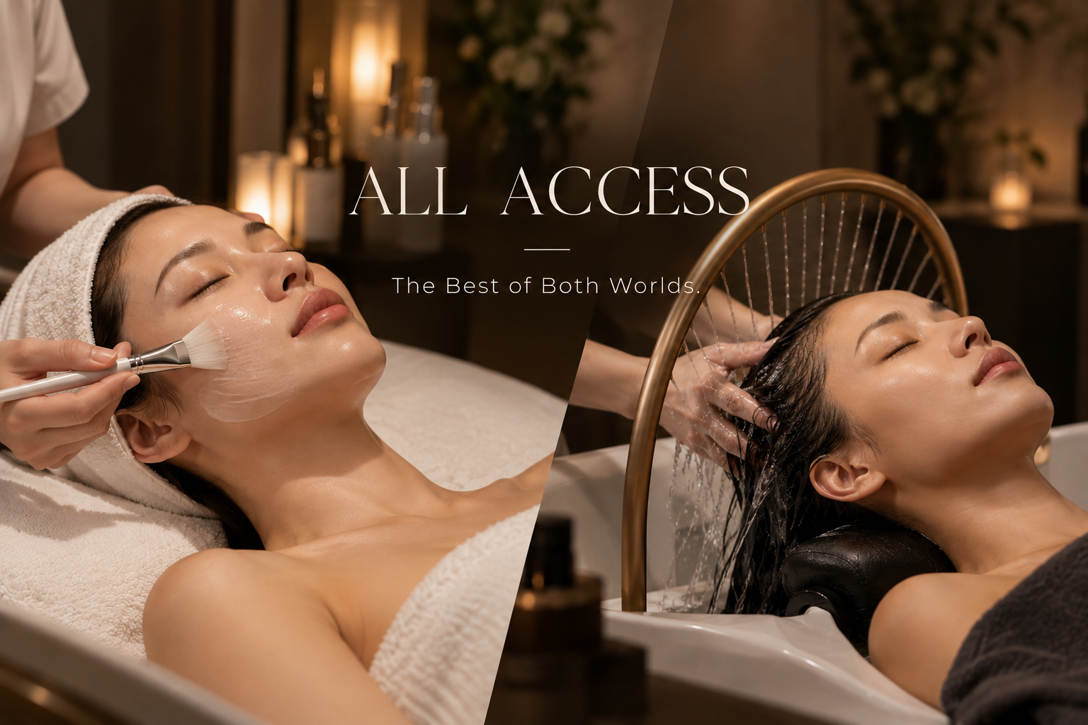 HELA Skin Club All Access membership featuring luxury facial treatments and relaxing head spa rituals for a complete skincare and wellness experience.