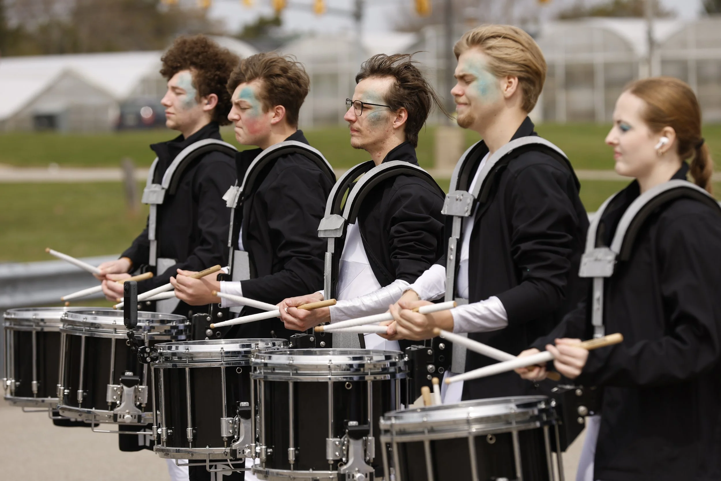 2026 NorthCoast Academy Snare Line warming up before a performance