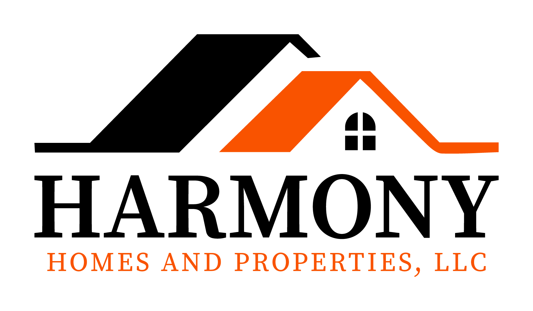 The logo of Homes and Properties, LLC featuring a stylized house roof in orange with black text