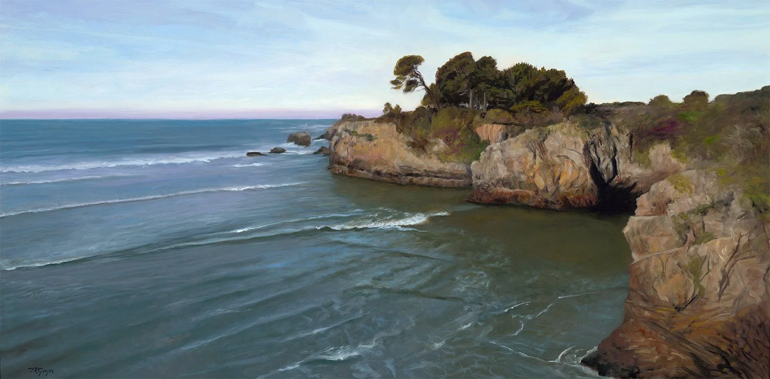 "California Coastline", 24 x 48 in, oil on linen, collection of Vincent Nicodème, Belgium