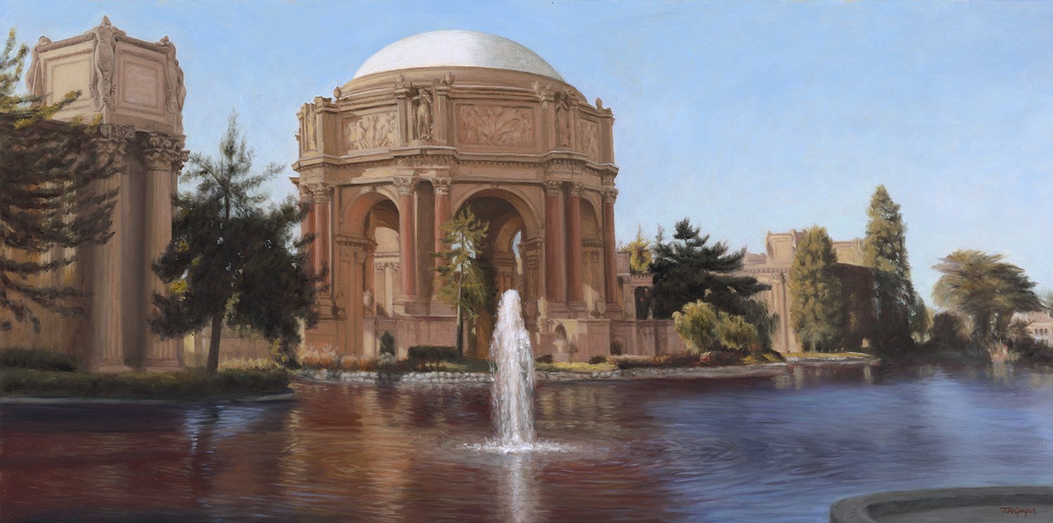 "Palace of Fine Arts, Lagoon View", 20x40" oil on linen