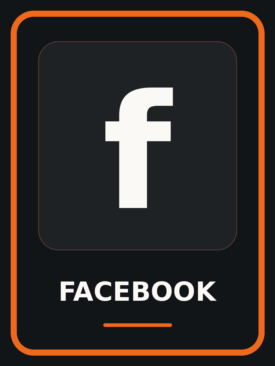 Facebook logo on a black and orange mobile app interface