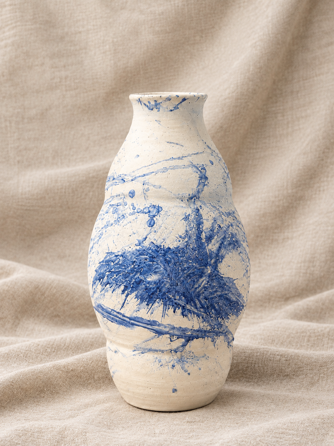 Handcrafted Cobalt Splash Ceramic Vase.png