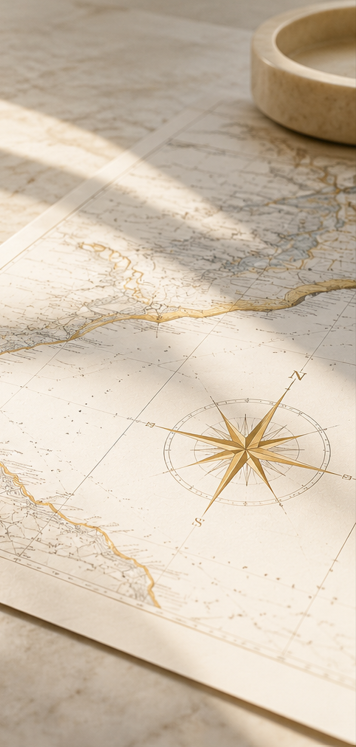 Nautical map with a compass rose, a symbol of navigating career change