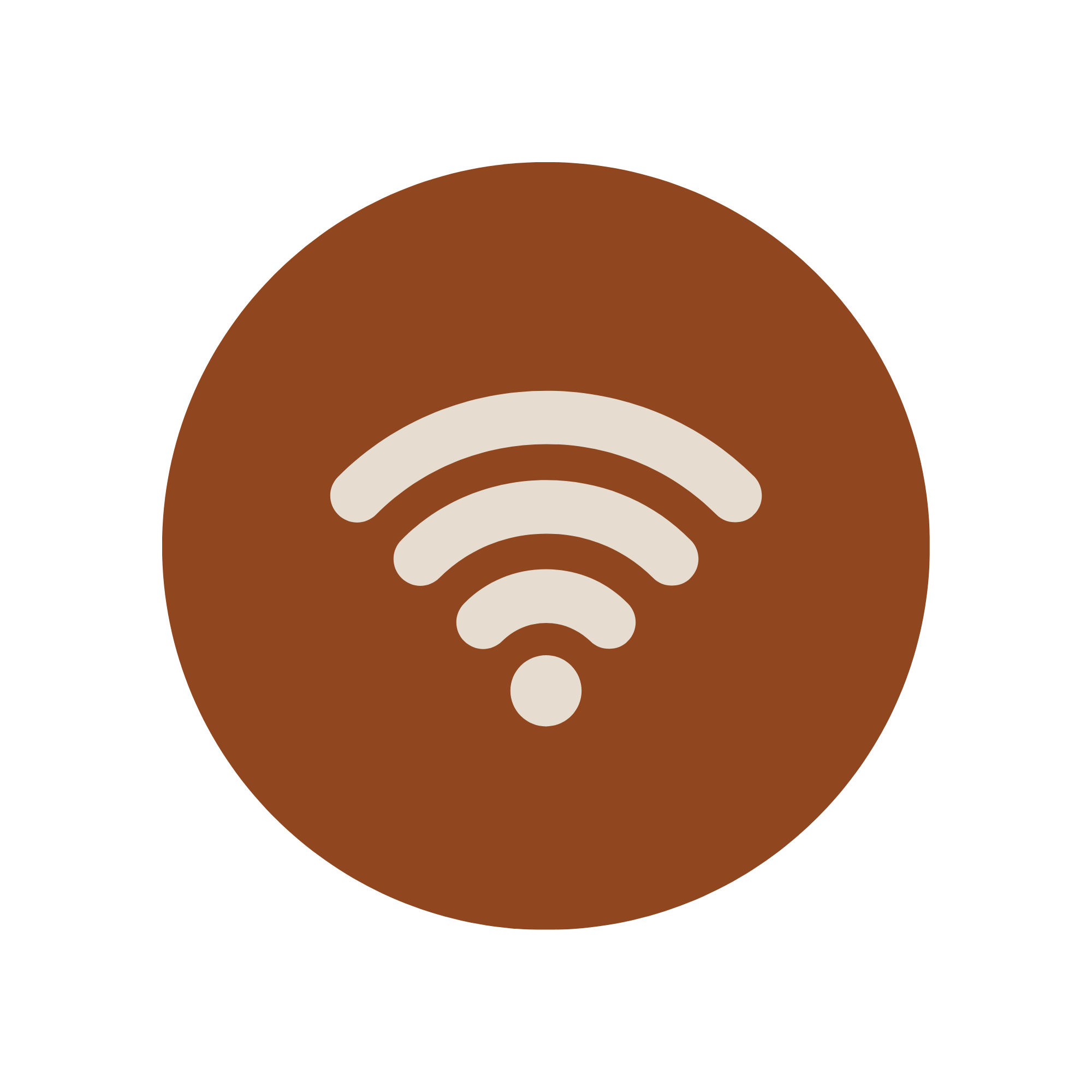 Wi-Fi symbol in a brown circle on a black background