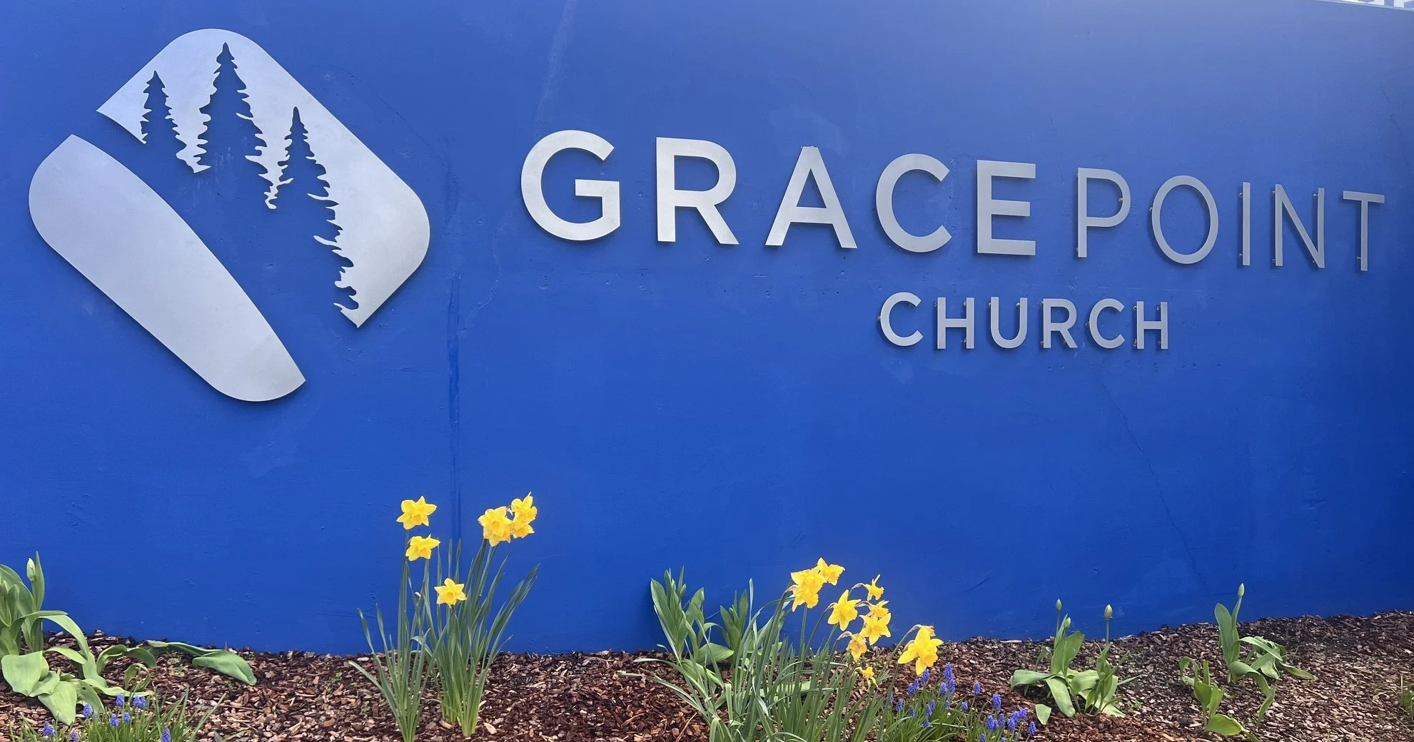 Plasma cut lettering, powder coated, installed with stand offs.  