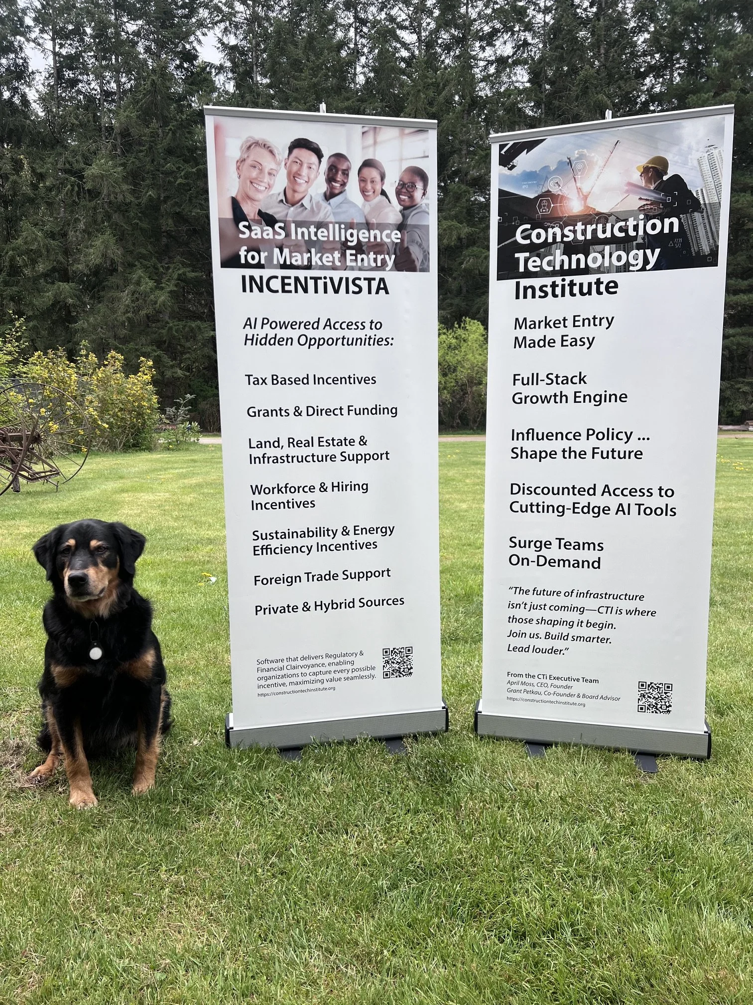 Printed banner with easy roll up stand for conventions and on the go events. 