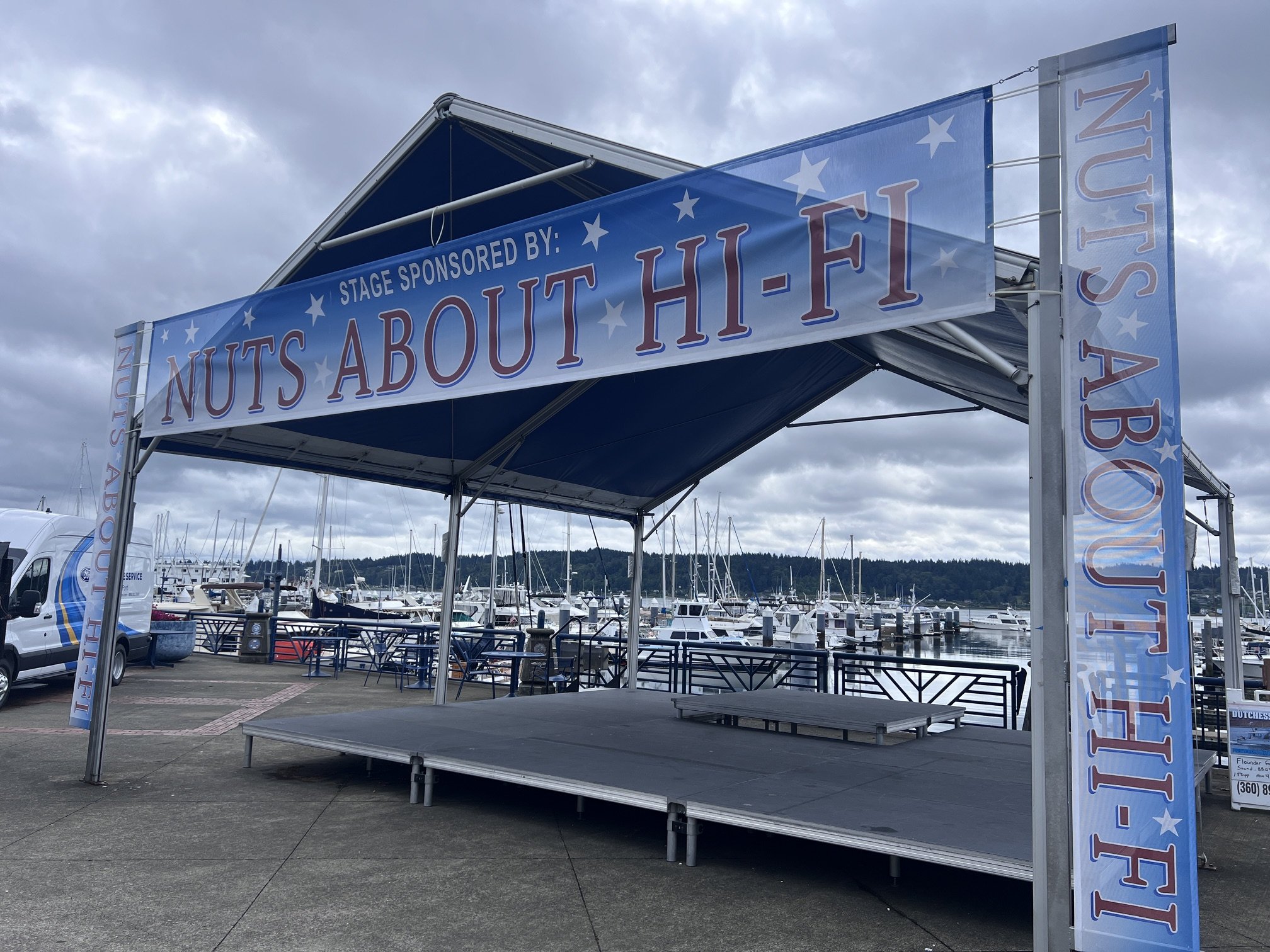 Heavy duty mesh banner for outside stage. 
