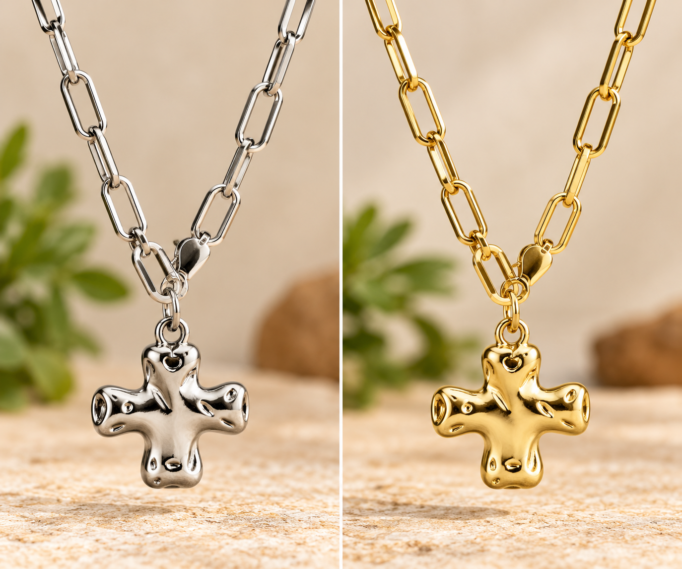 Hammered Cross Necklace