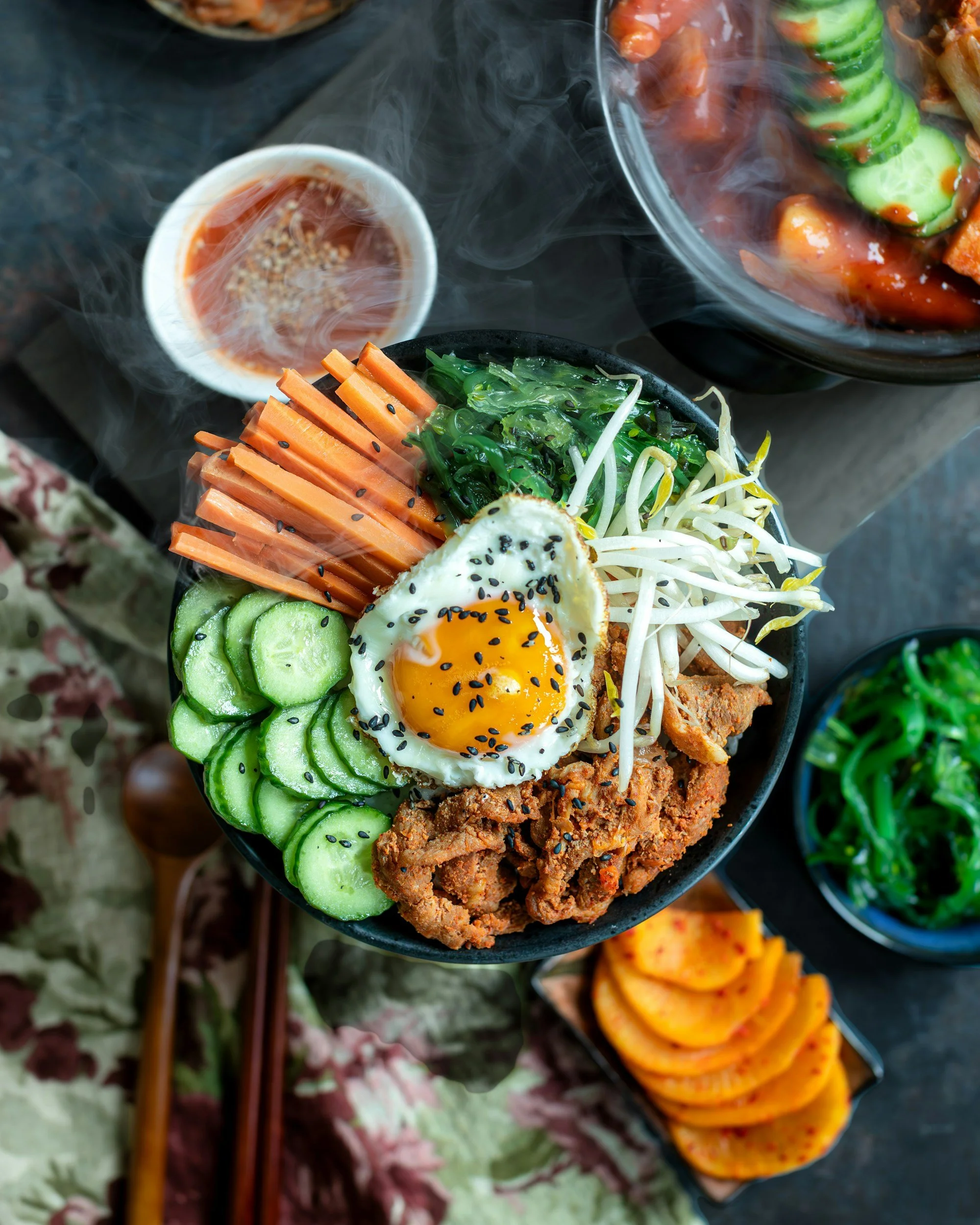 PLACEHOLDER - swap for: Bibimbap overhead; gochujang vodka penne