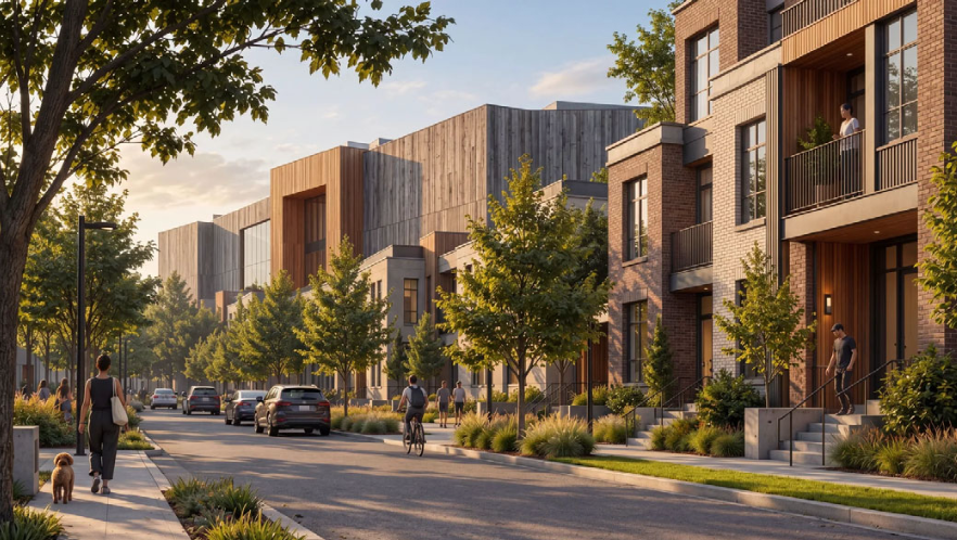 Rendering of possible housing for the studio project