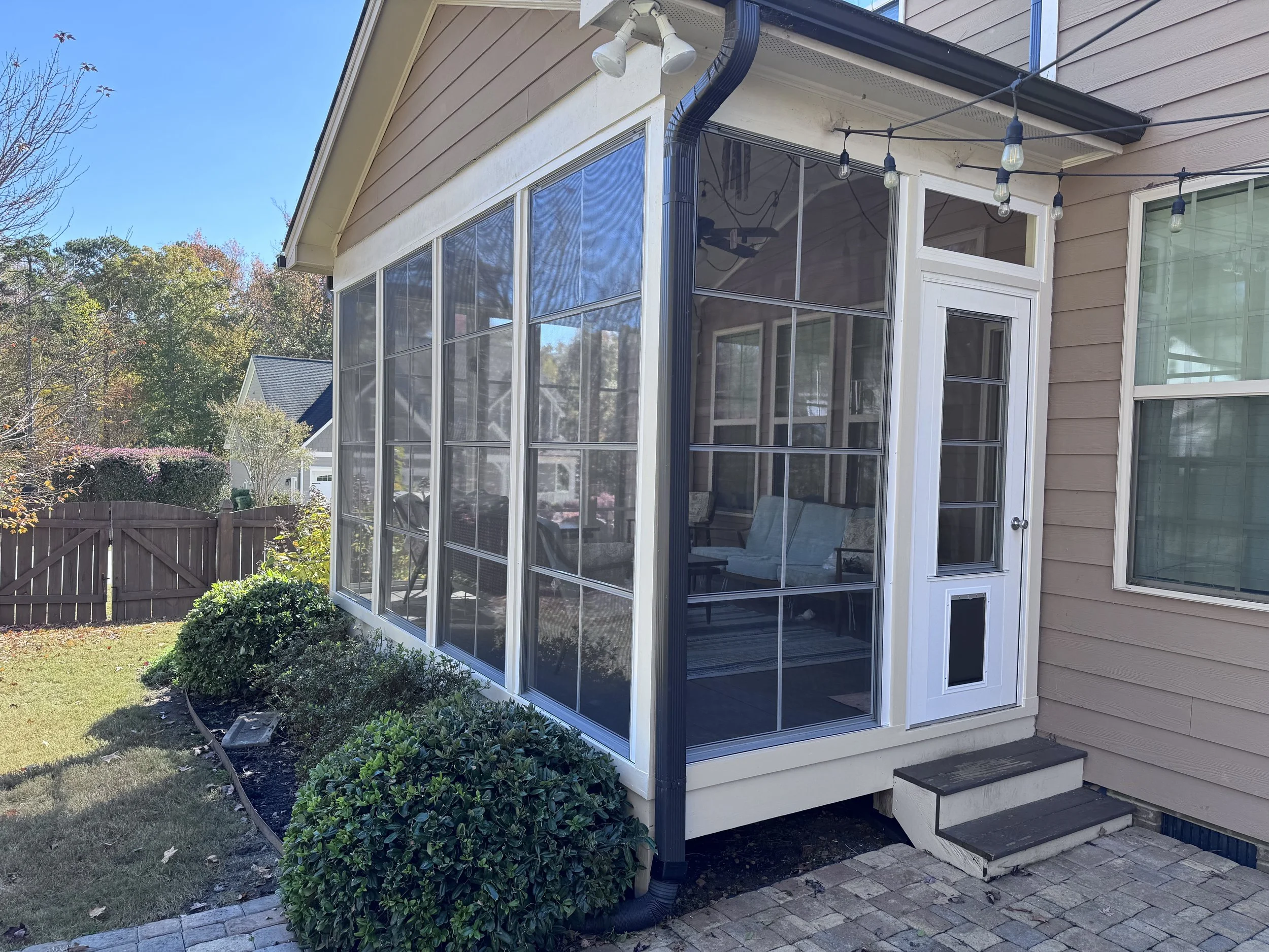 Operable windows make this three seasons room a comfortable place to enjoy the outdoors for more of the year.