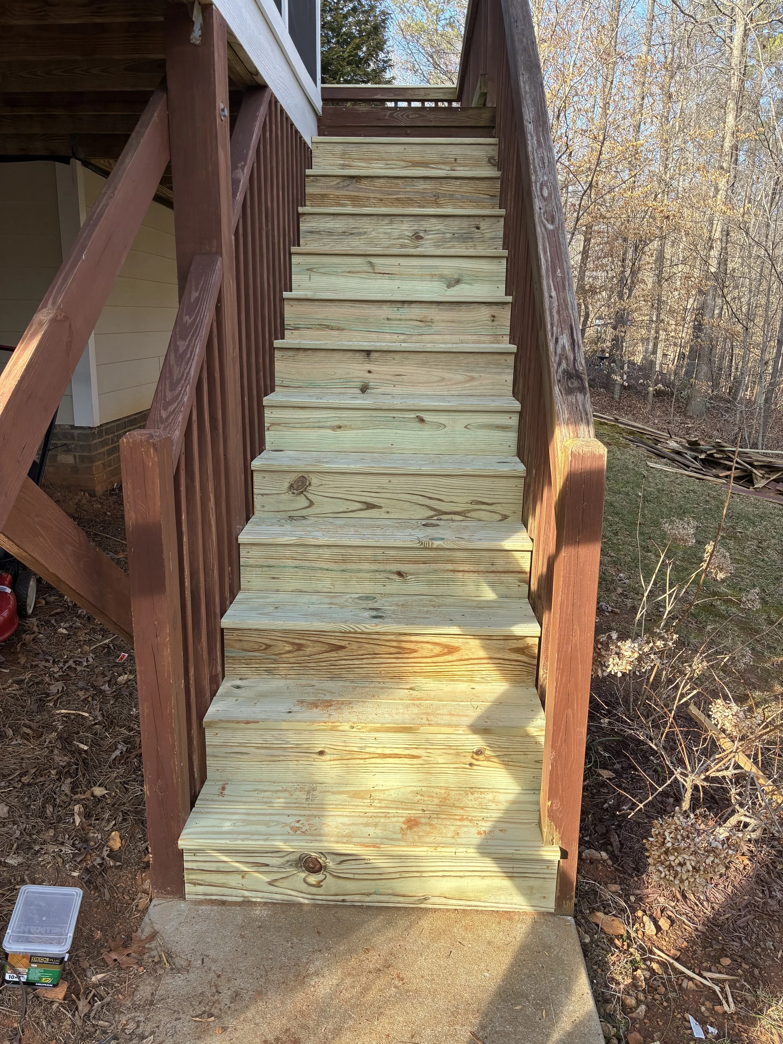New wood treads refresh the stairs b