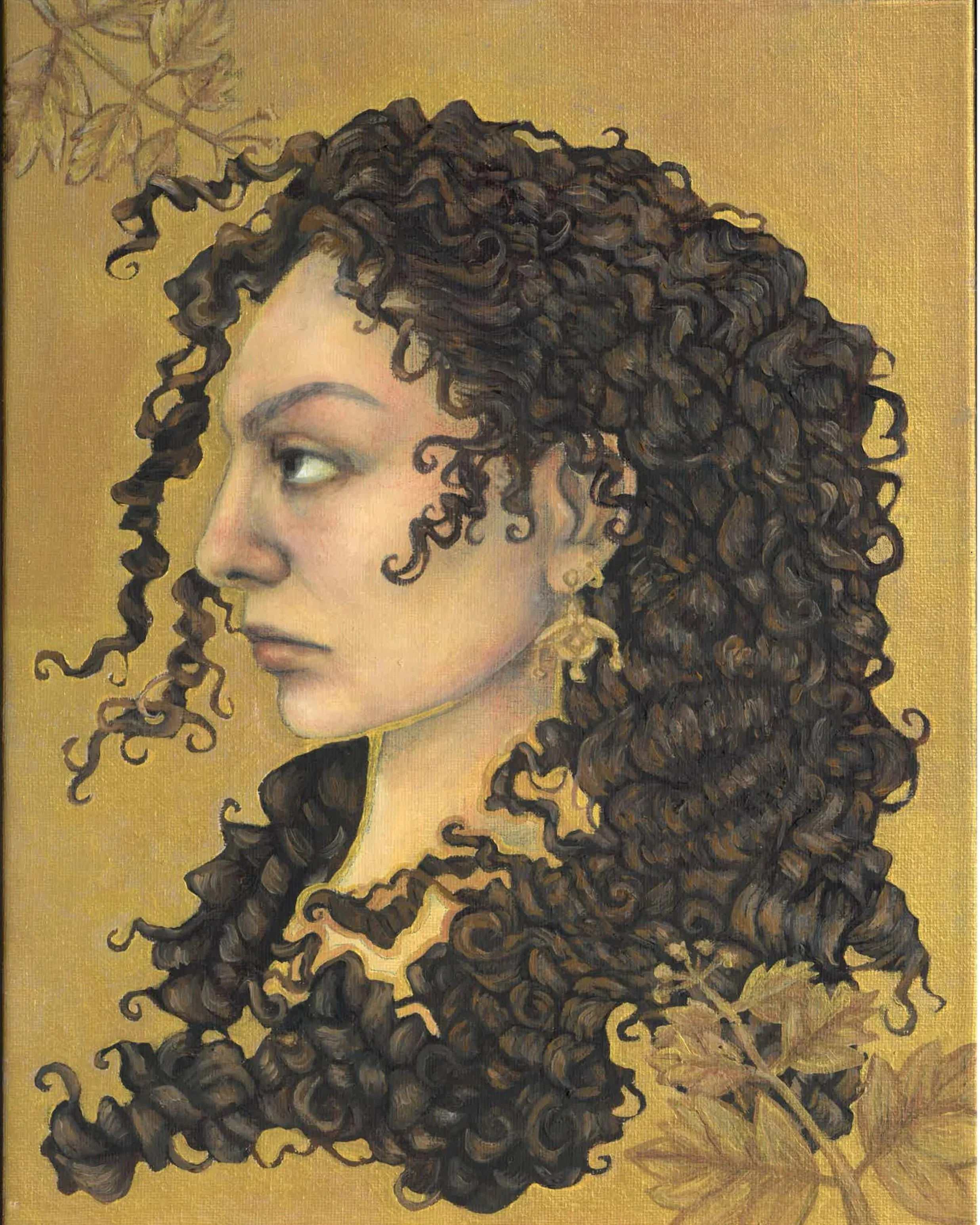 Self-Portrait, 2024. oil, acrylic, colored pencil on canvas.