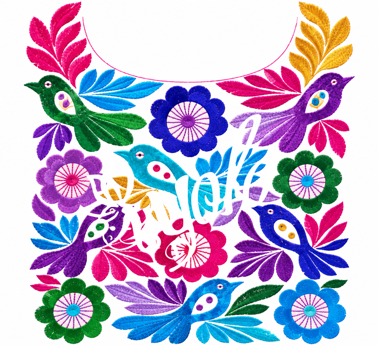 Bordado Mexicano de Aves y Flores.png