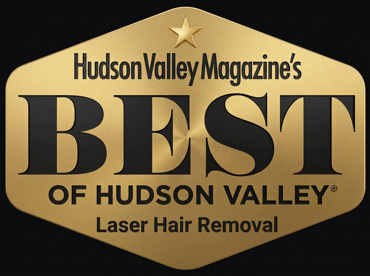 Gold and black sign for Hudson Valley Magazine's Best of Hudson Valley Laser Hair Removal