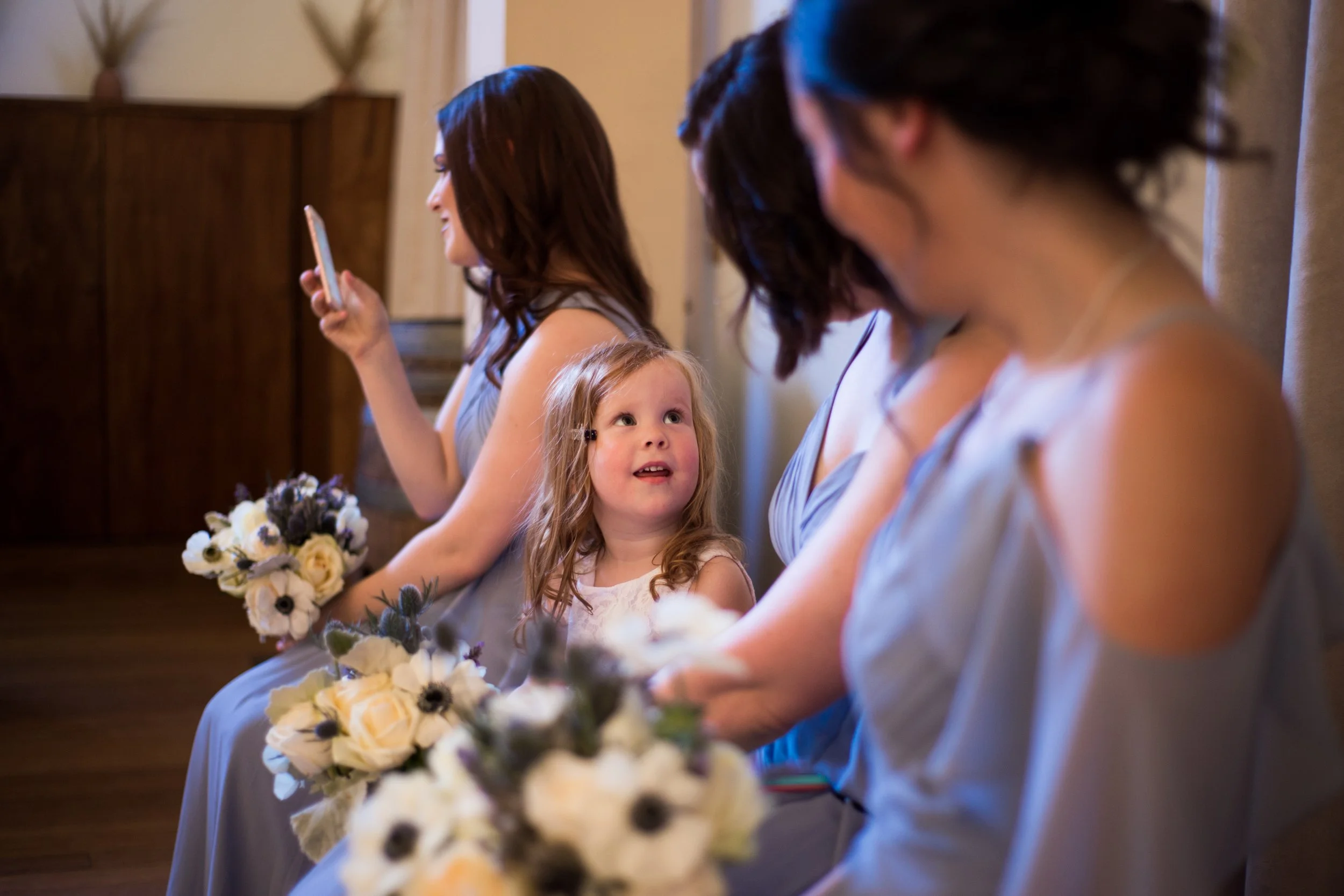 Wedding day bridesmaids & flower girls photo by Dr. John Jiao