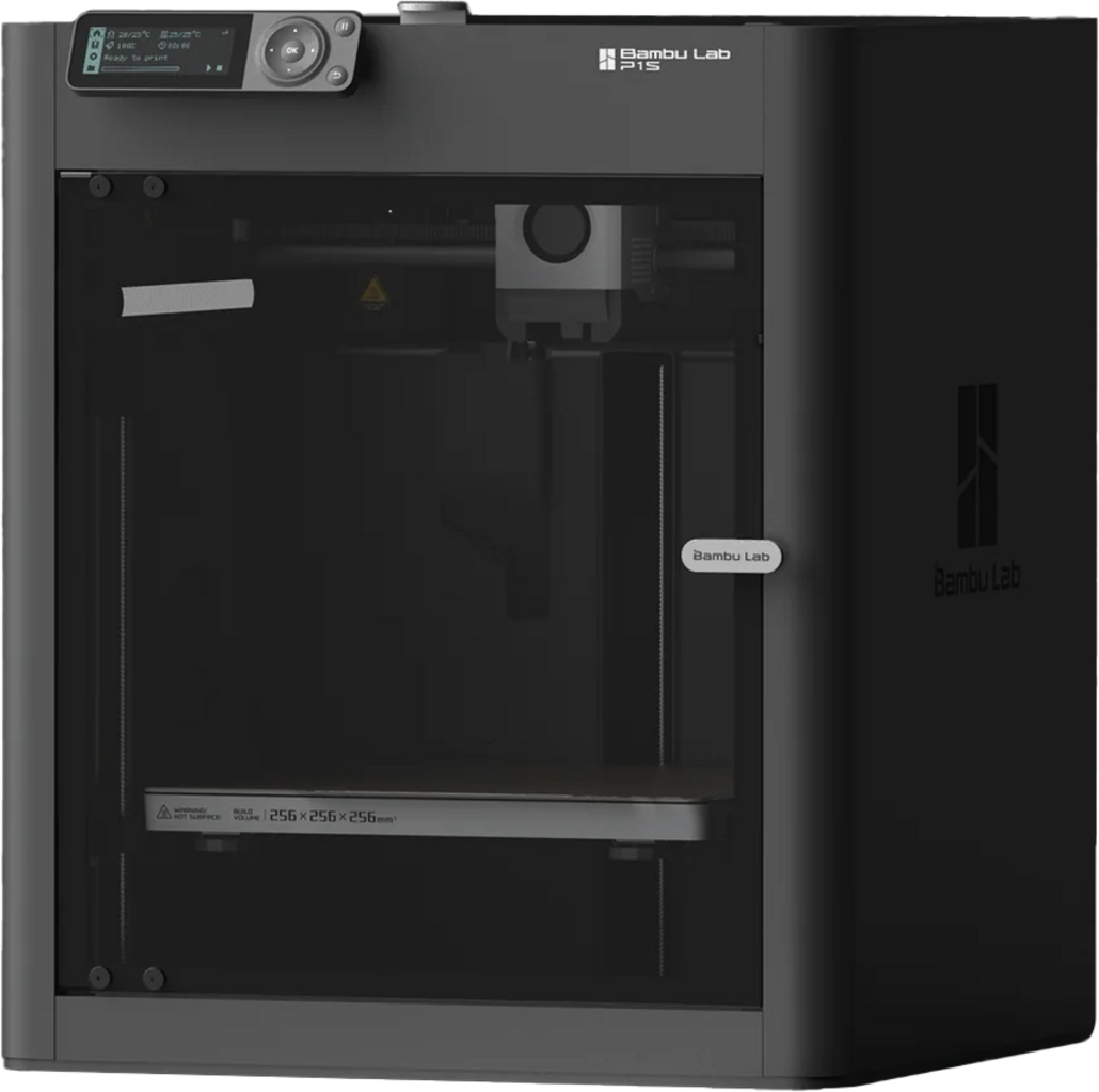 Ein 3D-Drucker der Marke Bambu Lab, Modell P15, mit einem Bedienfeld oben links.