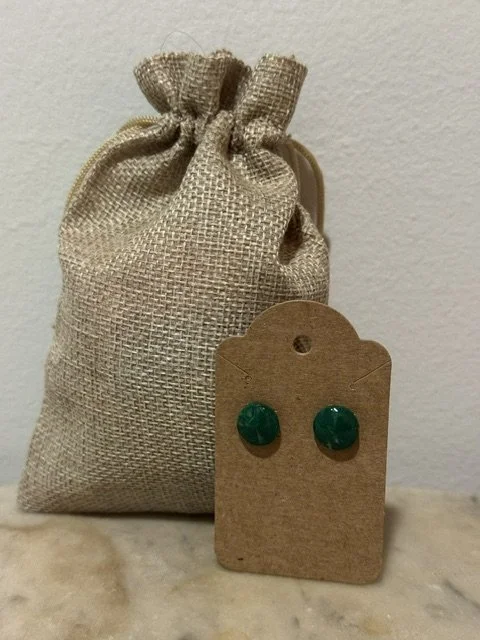 Green Clay Button Earrings