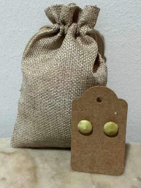 Light Green Clay Button Earrings