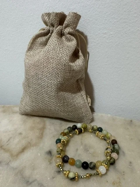 Jade, Agate, Turcoise and Amazonite Beaded Bracelet Set