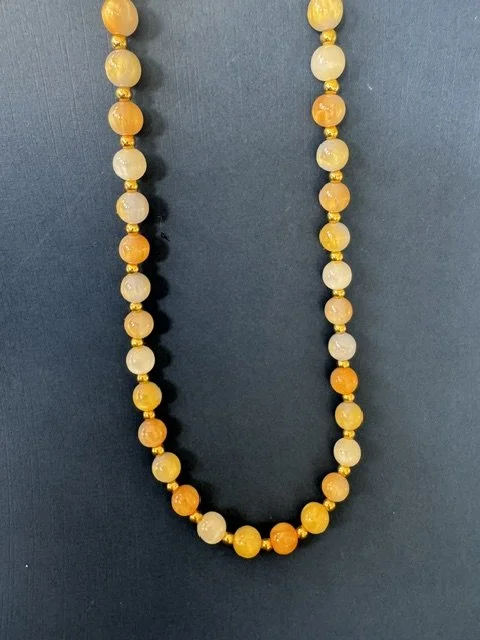 Yellow and Blue Glass Bead Necklace.