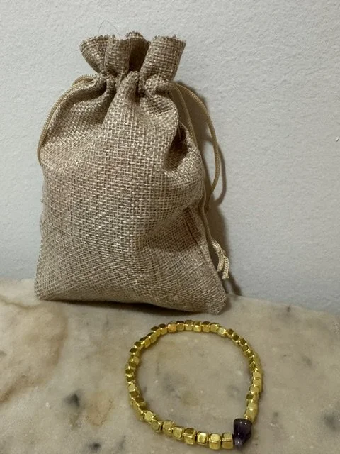 Gold and Amethyst Beaded Bracelet