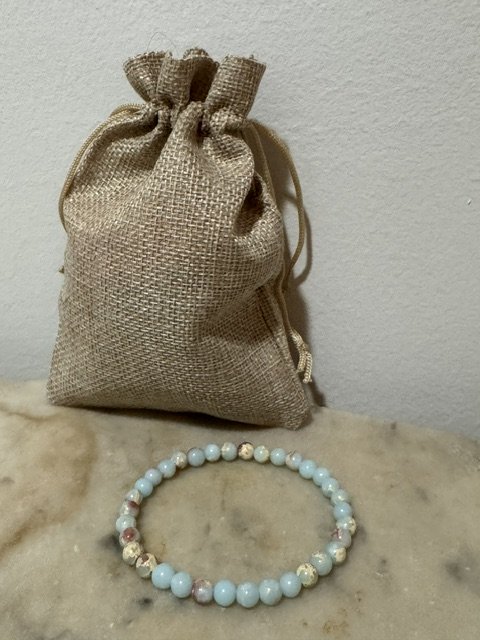 Blue Agalmatalite Beaded Bracelet