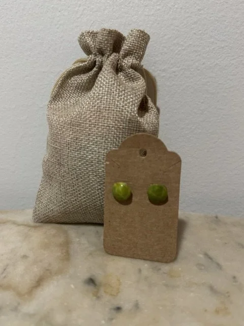 Lime Green Clay Button Earrings