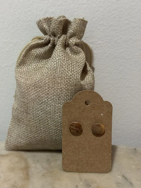 Brown and Tan Clay Button Earrings