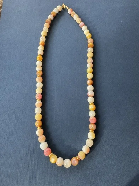 Pink and Yellow Glass Bead Necklace