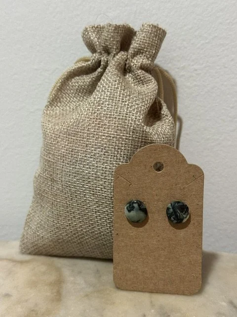 Gray and Black Clay Button Earrings