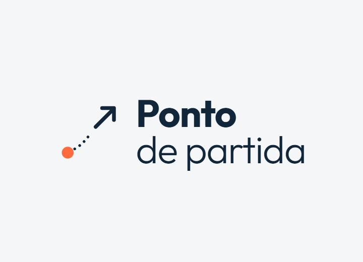 Imagem com o texto 'Ponto de partida' ao lado de um ponto laranja e uma seta indicando para cima e para a direita.