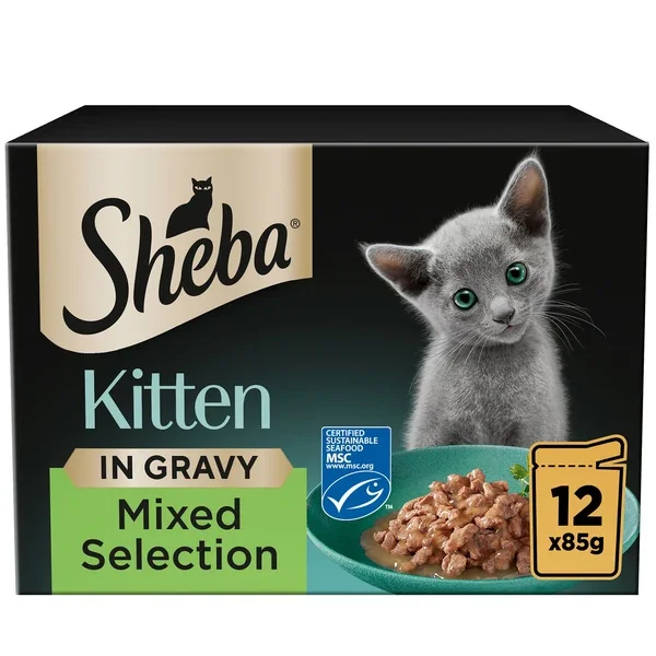SHEBA Mixed Selection Kitten Wet Cat Food in Gravy 12 x 85g