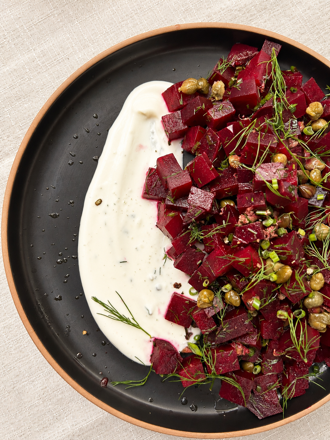 Warm beetroot with herbs and capers