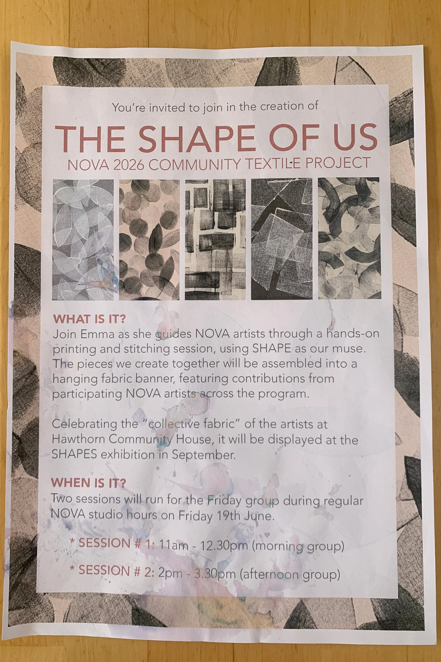 Figure 5.1: Emma Byrnes, Marks taking hold, 2026, Still photo of flyer.