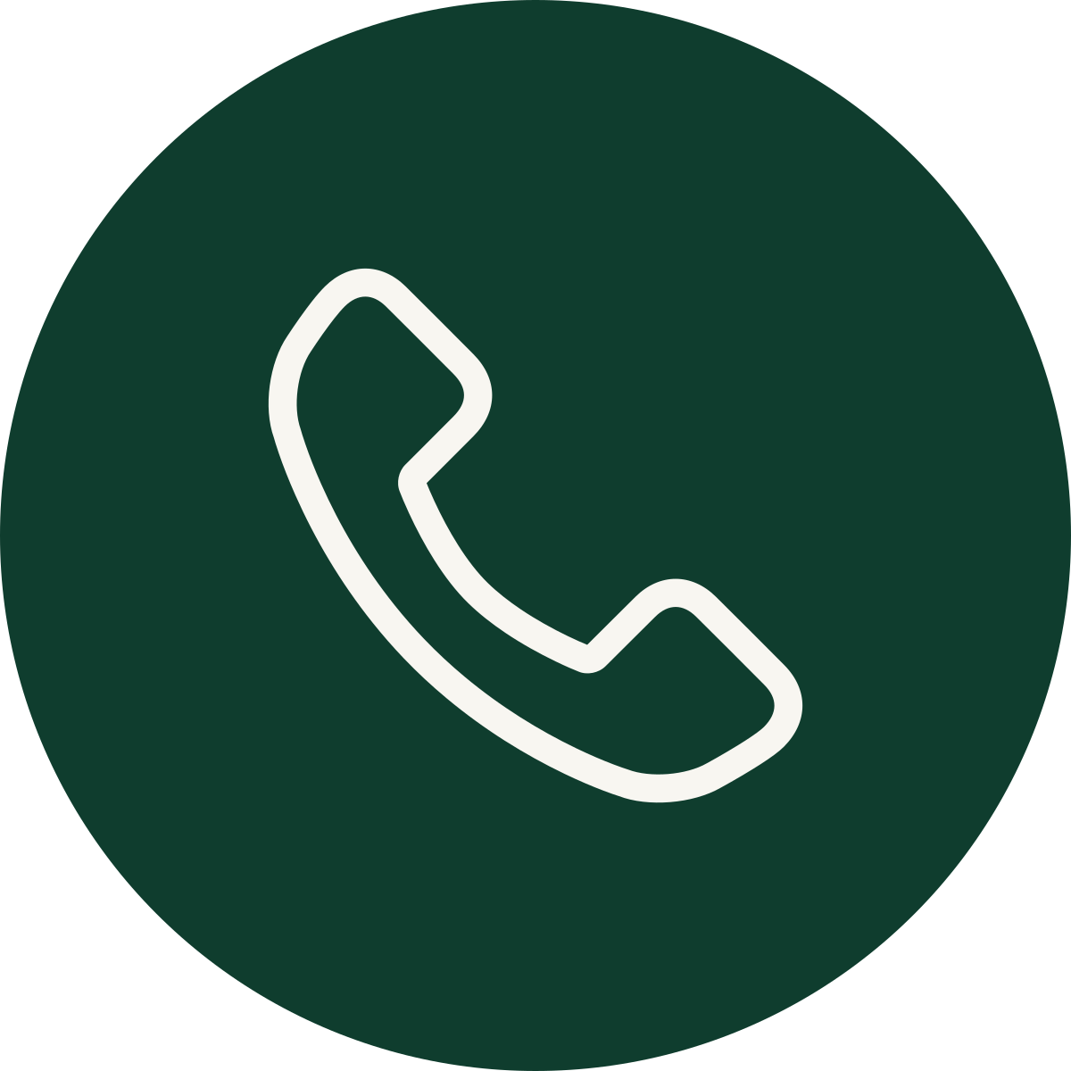 Green circle with a white phone receiver icon, indicating a call or phone feature.