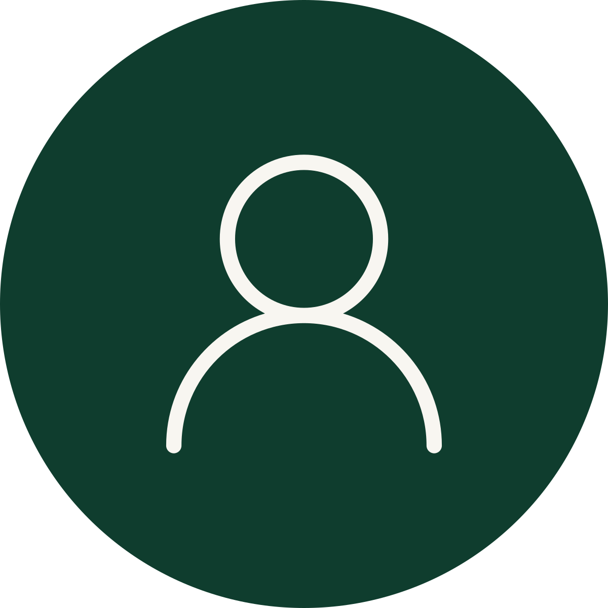 Gray user profile icon on a dark green circular background.