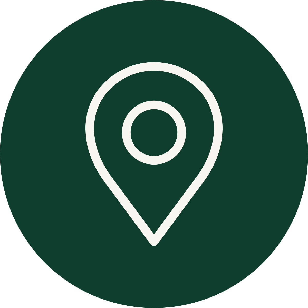Green circular icon with a white location pin symbol in the center.