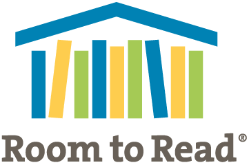 Room to Read logo featuring bookshelves under a roof with the words 'Room to Read' below.