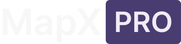 MapX PRO logo with black and purple text on a white background.