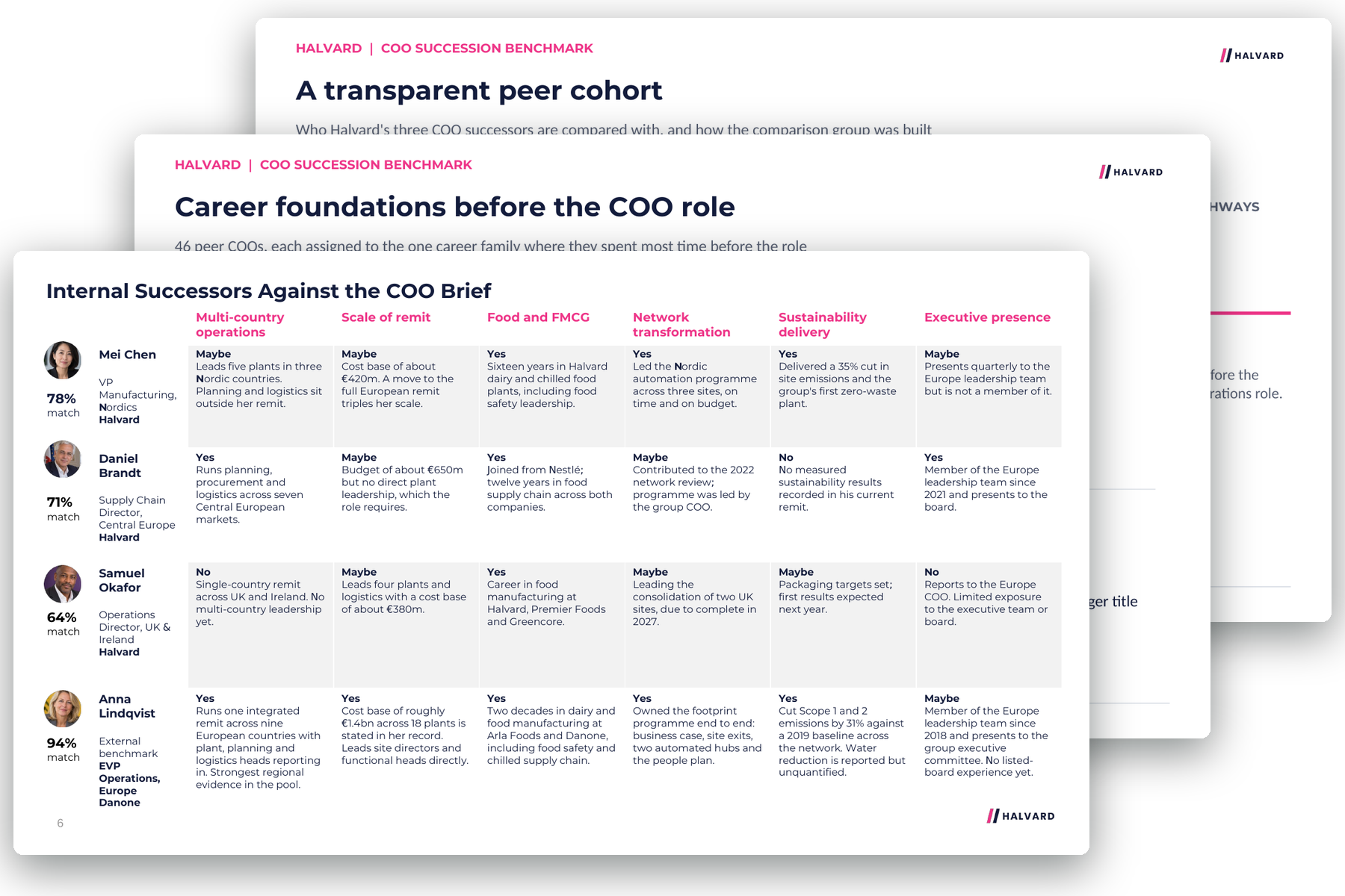 Example succession benchmark report: internal successors compared with external candidates