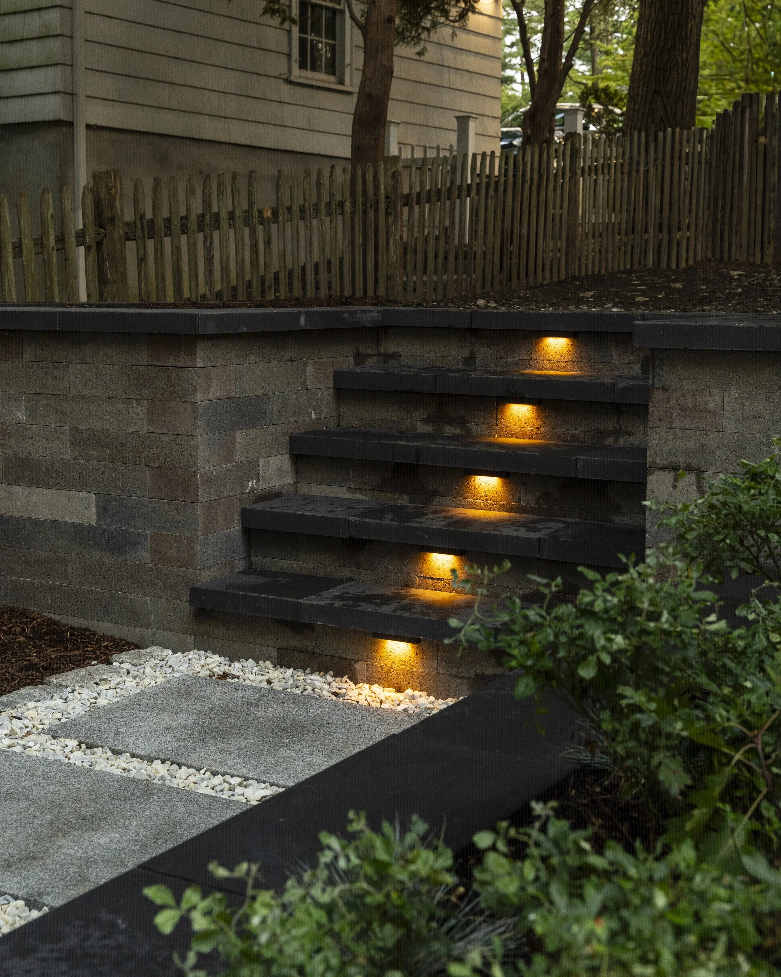 Close up of Stone Steps, and wall. 