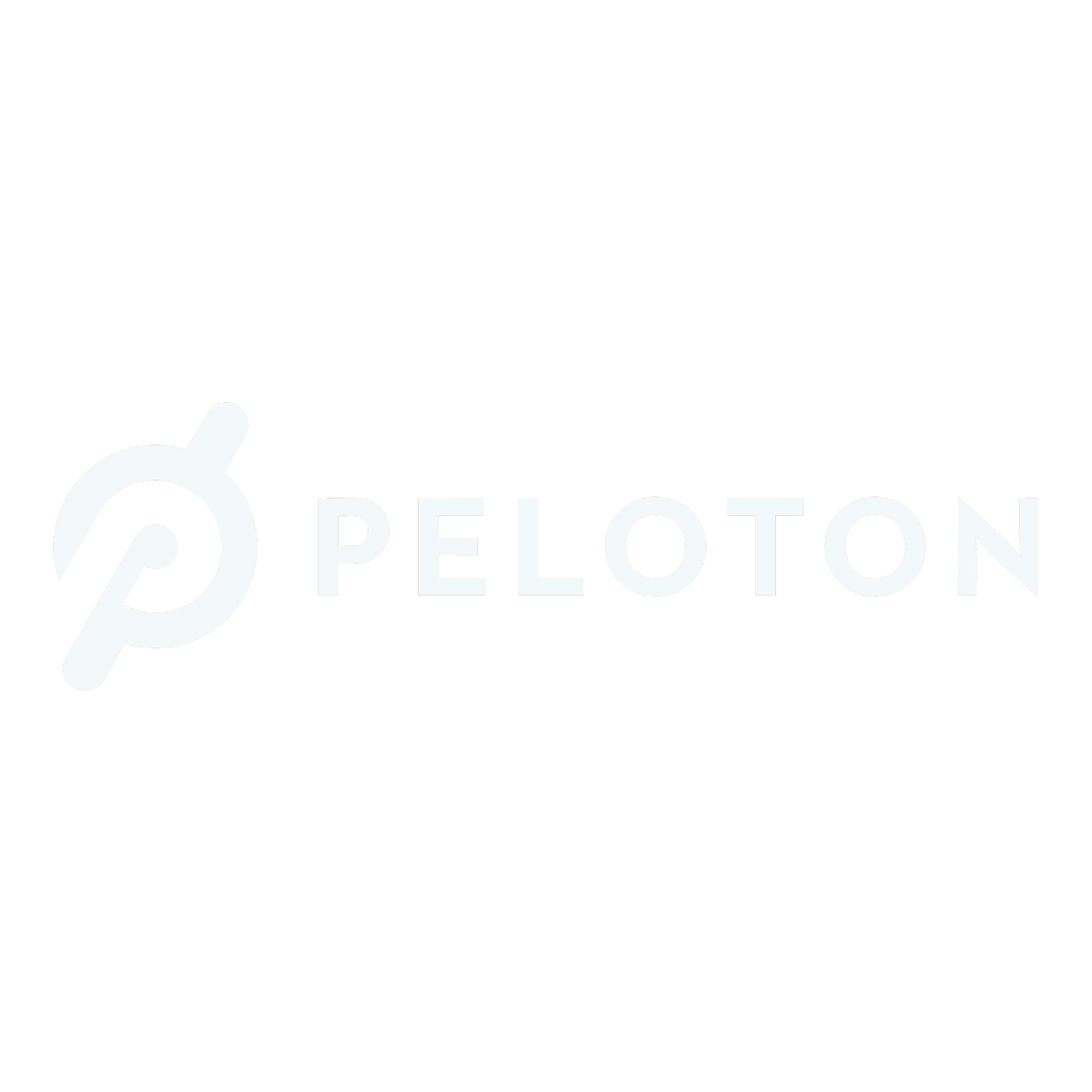 Peloton logo in white on a black background